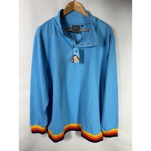 NWT Aldi Men's‎ XL Turquoise Multicolor Snap Button Pullover